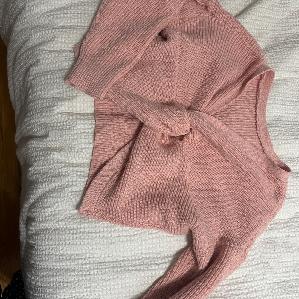 SHEIN Pink V-Neck Knit Sweater